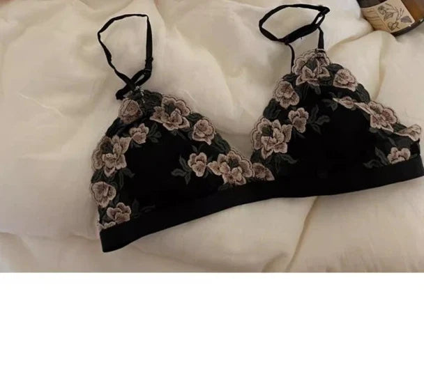 MOYISU Kawaii French Triangle Bra Airism Ultra Thin Invisible Bralette Set Black Lingerie Comfort S-XL 32-38 Sexy Tushy &  Panty
