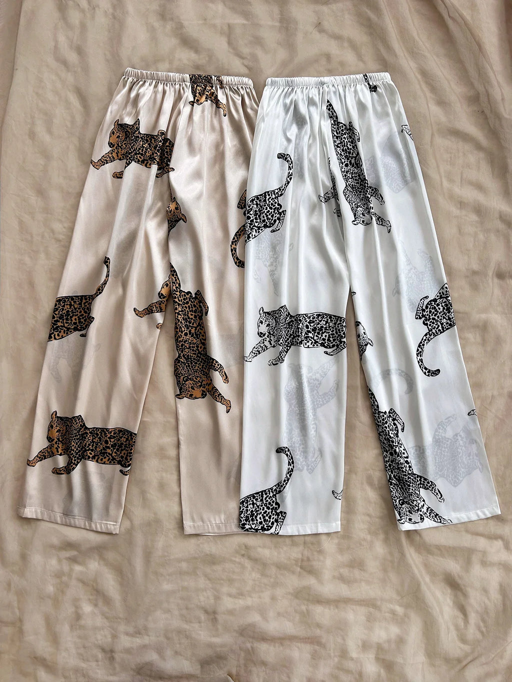 2 Pcs Leopard Women's Prints Loose Fit Pants with Elastic Waist Comfortable Lounge and Casual Wear for Ladies