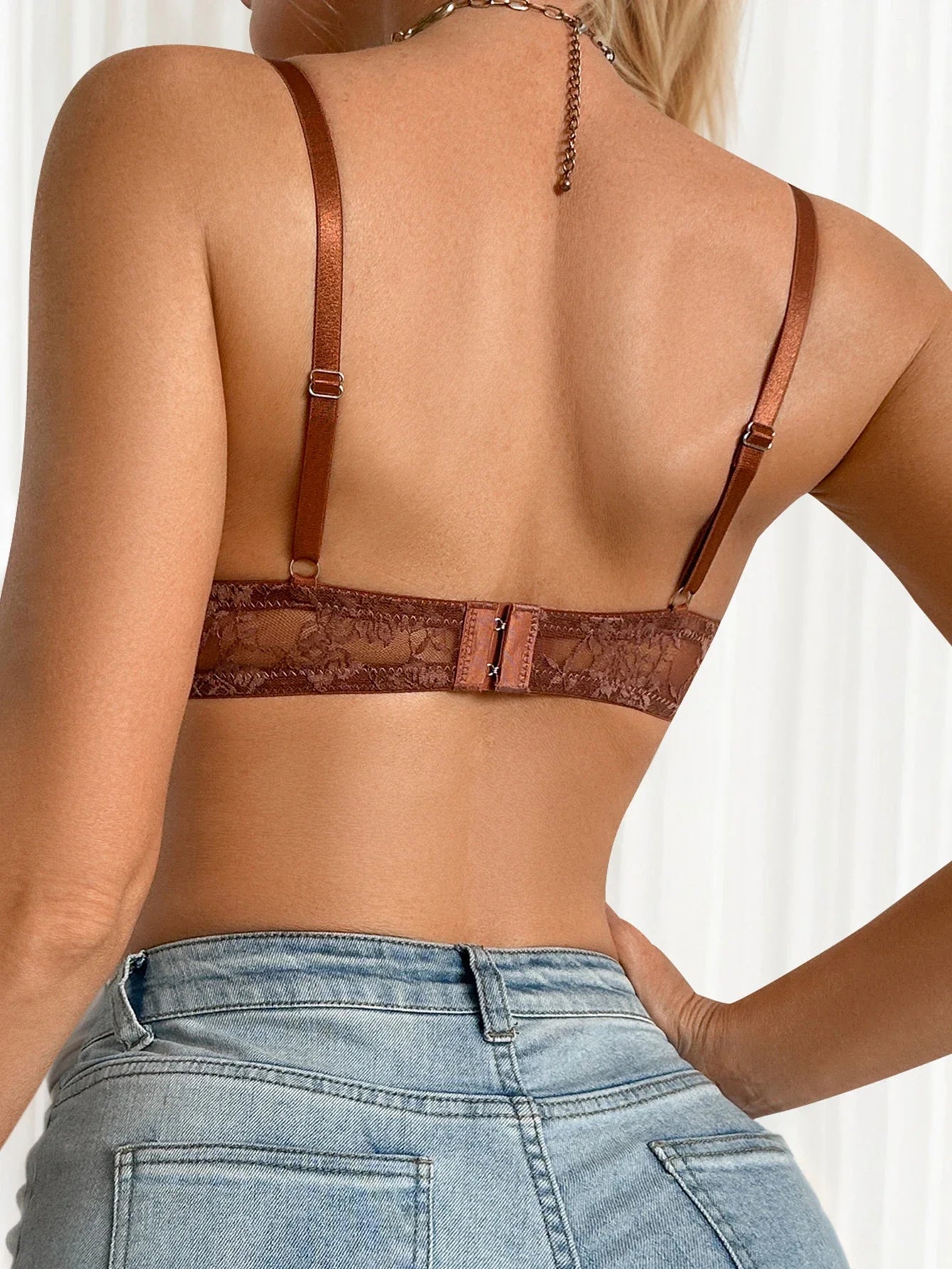 Brown Lace Bra for Women Adjustable Straps & Comfort Fit Fashion Bralette to Wear with Jeans sexy Lingerie push up bra MR3624