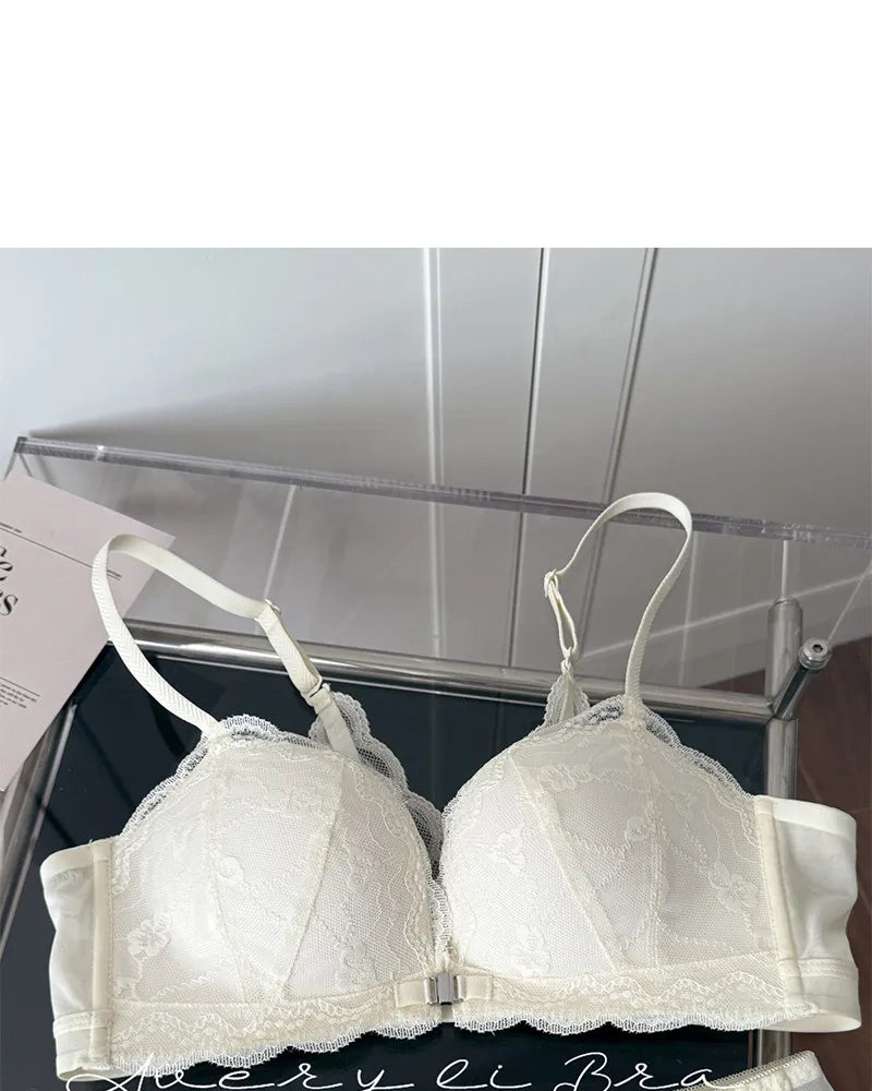 Summer Hot Sale! Front Closure Compression Bra for Small Bust - Sexy Lace Back Push Up Bralette, Lightweight Invisible Comfort