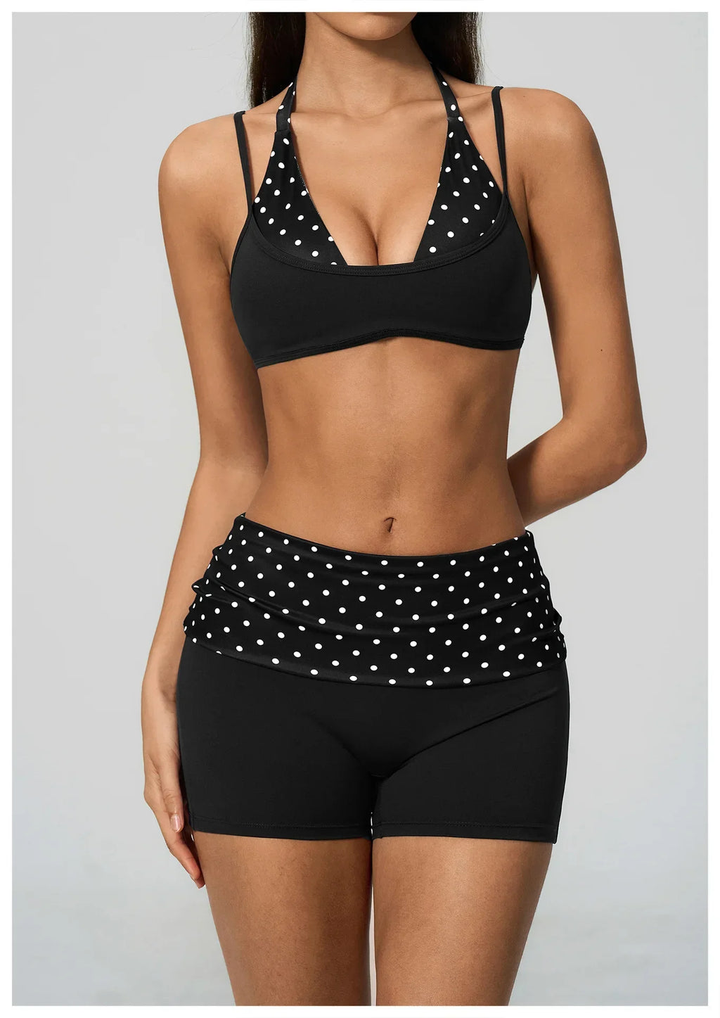Summer Striped Polka Dot Contrast High Waist Yoga Shorts Hip Lifting Sports Tights Outdoor Workout Fitness Gym Running Pants