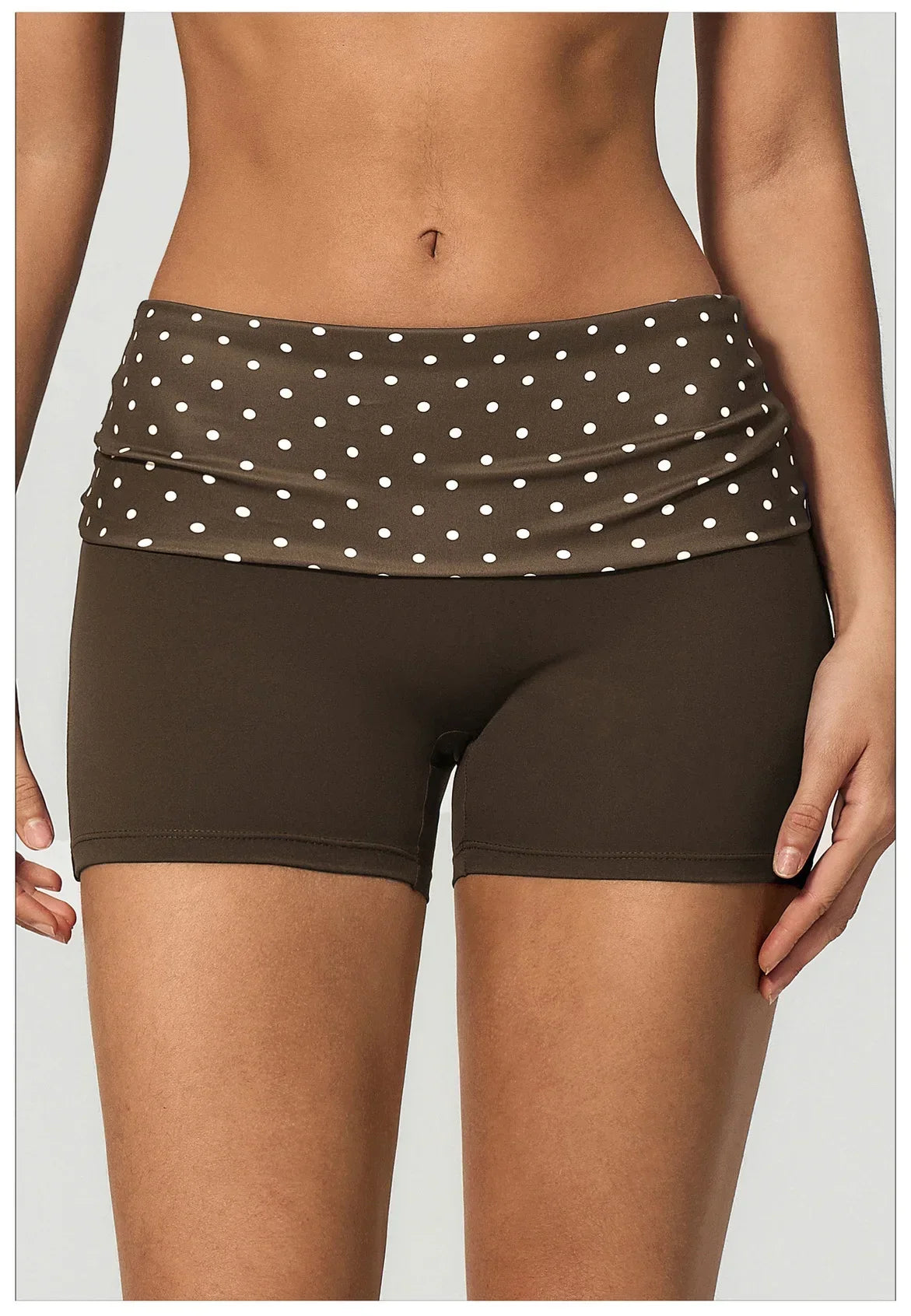 Summer Striped Polka Dot Contrast High Waist Yoga Shorts Hip Lifting Sports Tights Outdoor Workout Fitness Gym Running Pants