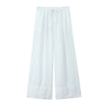 Foridol Cotton Linen White Long Pants Women Spring Summer Casual Wide Leg Pants Pantalones Elastic Waist Sash New Female Pants