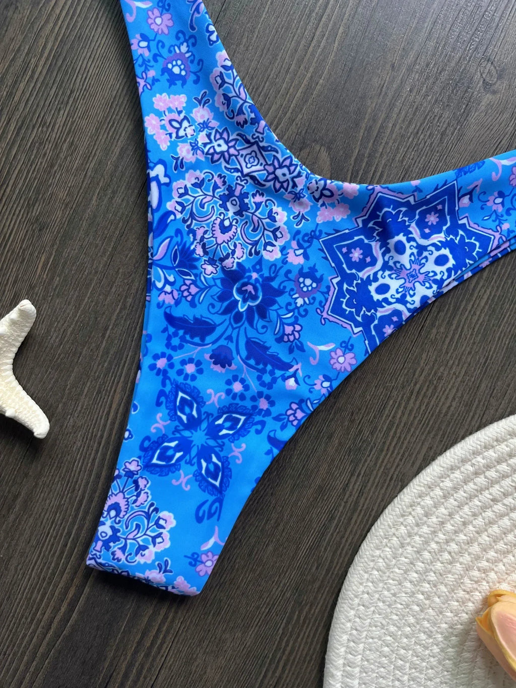 Floral Printed Wrinkled Bandeau Bikini Female Swimsuit Women Swimwear Two-pieces Bikini Set High Cut Bather Bathing Suit Swim