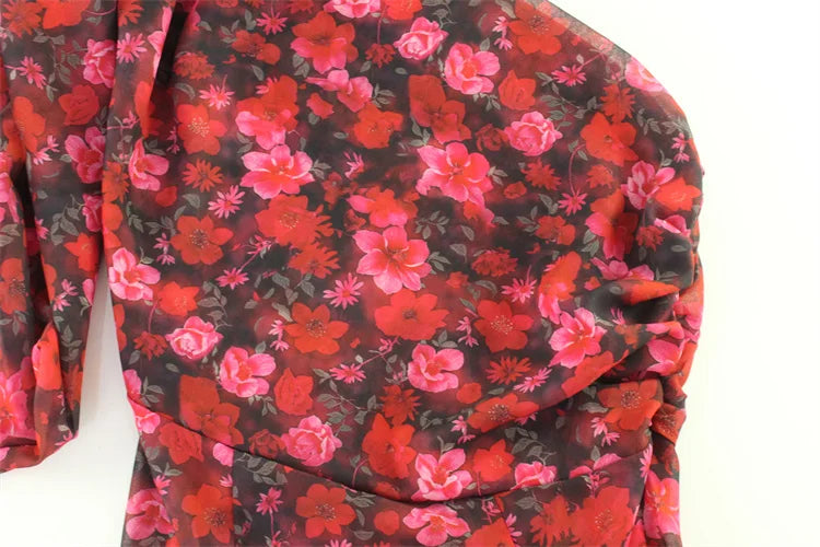 Ahagaga Floral Printed Sexy Women Chiffon Dresses Fashion One Shoulder Sleeveless Regular Casual High Split Slim Sheath Vestidos