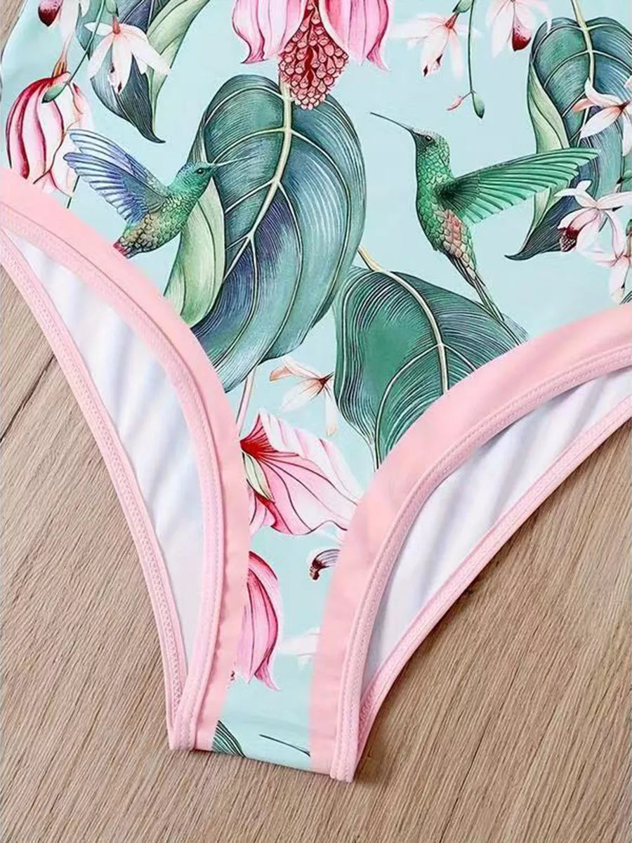 2026 Printed Strappy Swimsuit One Piece & Beach Dress Sexy Swimwear Women Bathing Swimming Swim Suit Female Padded Beachwear