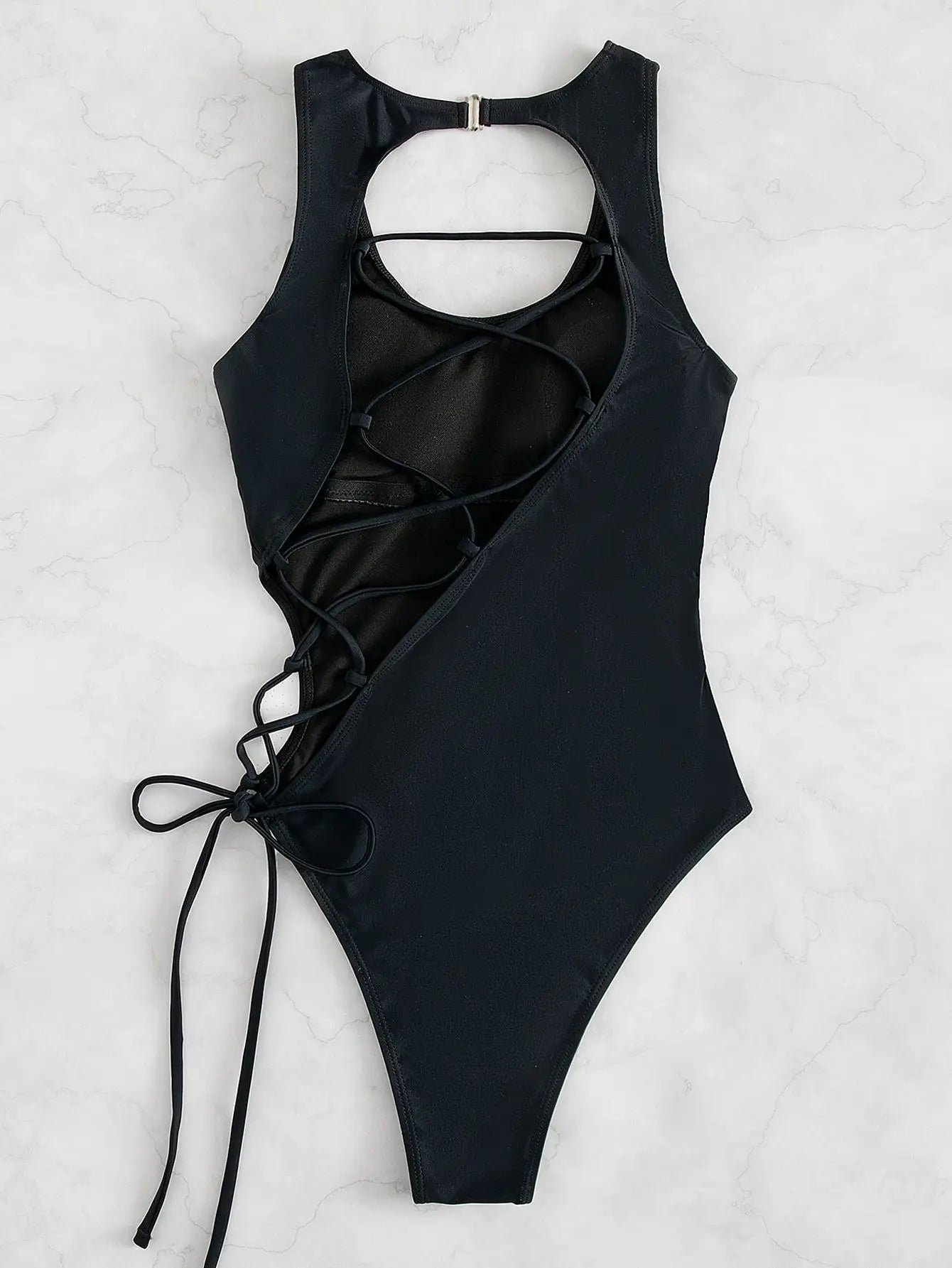 2026 Print Lace Up Back Swimsuit One Piece Solid Swimwear Women Bathing Swimming Suit Female Padded Summer Beachwear Bodysuit
