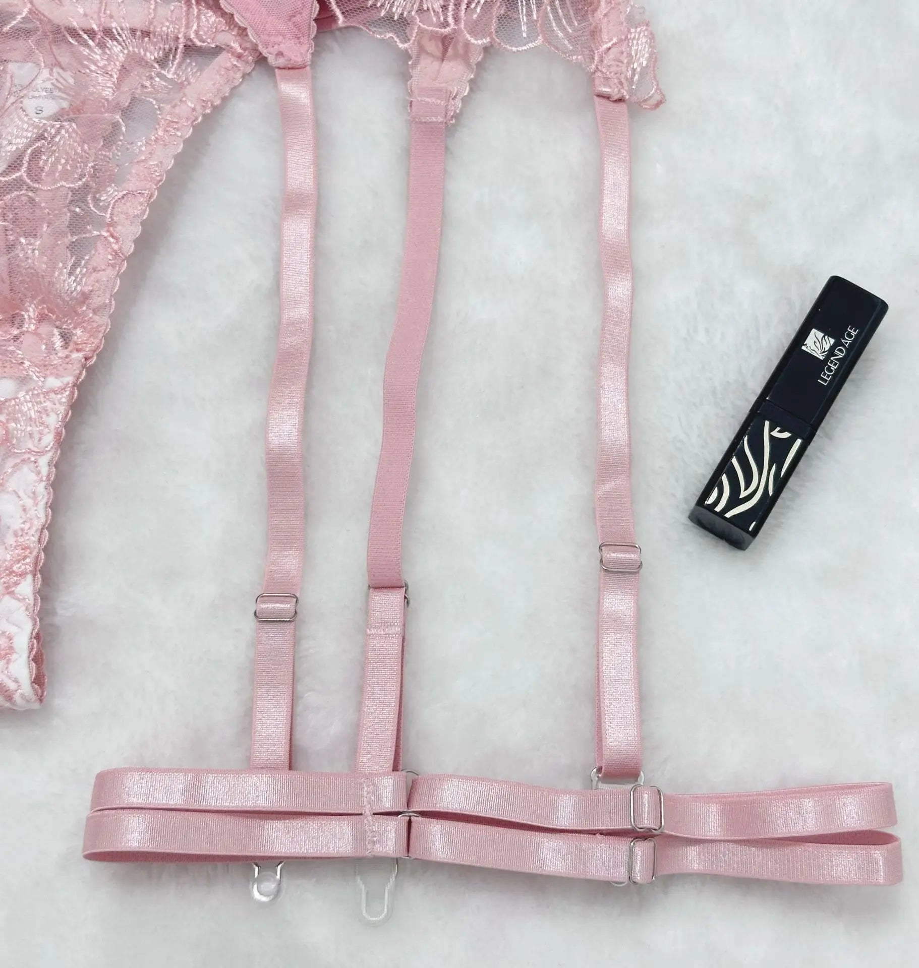sexy lingerie embroidered see-through mesh bra with underwire four-piece set