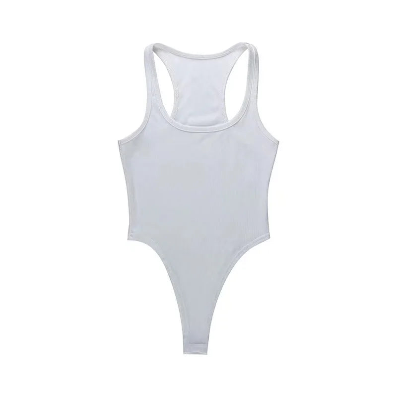 Sleeveless Knit Bodysuit Hot Summer Sexy Bodycon Off Shoulder Halter Tops Casual Street Bodice For Women ClubWear