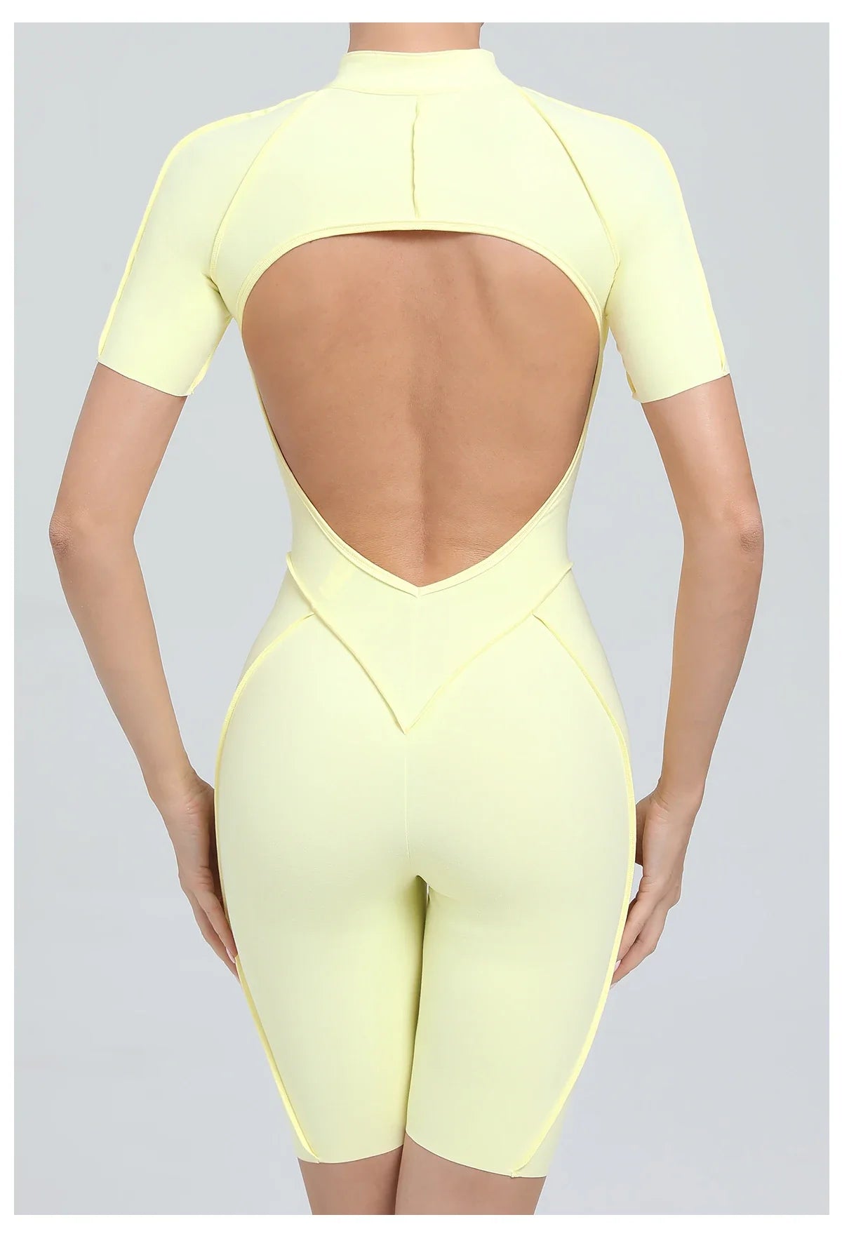 Summer Zipper Workout Jumpsuit Sports Overalls Women Running Fitness Short Sleeve Yoga Bodysuit