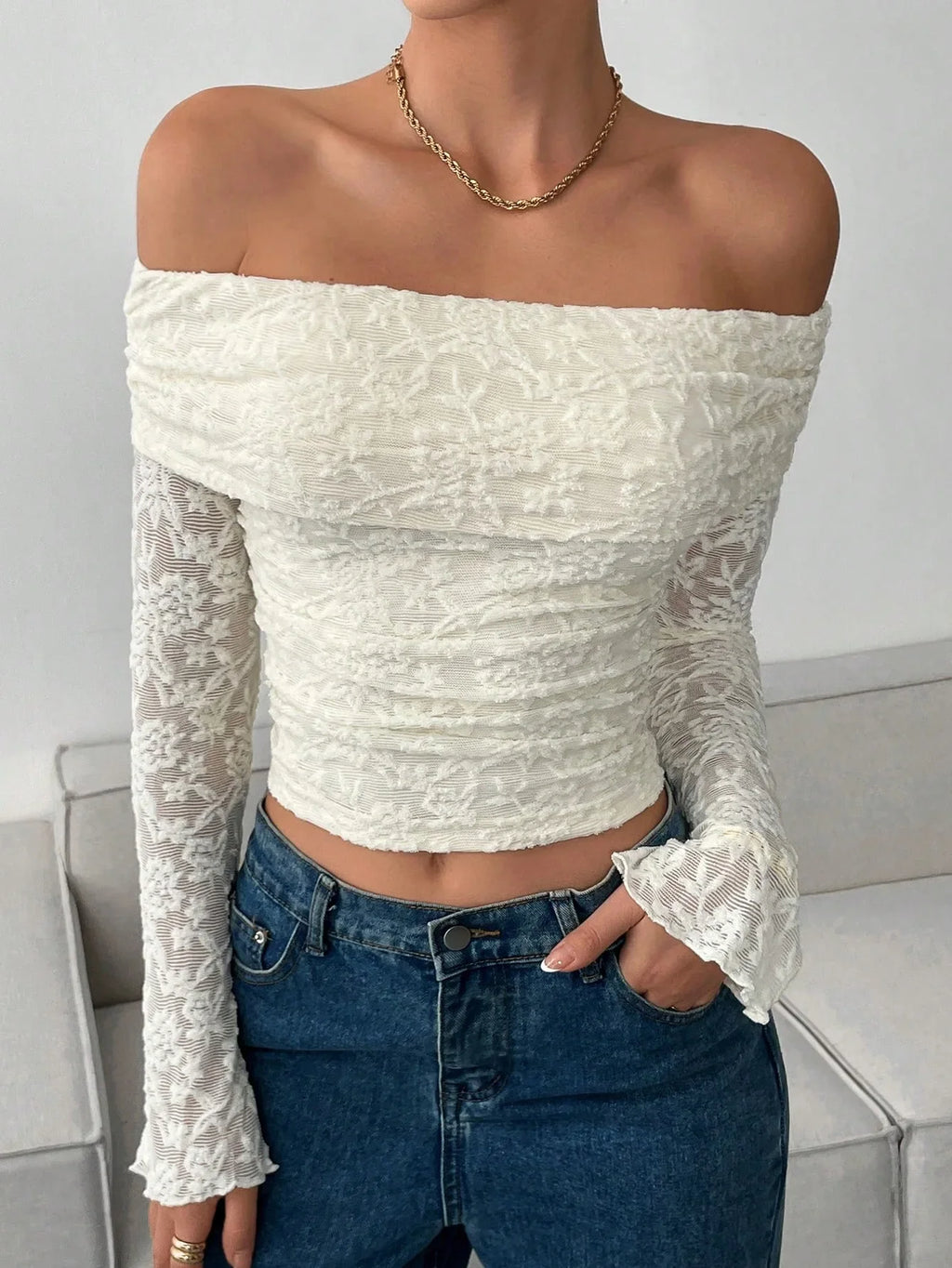 2025 autumn one-shoulder long-sleeved slim-fitting commuting inner top