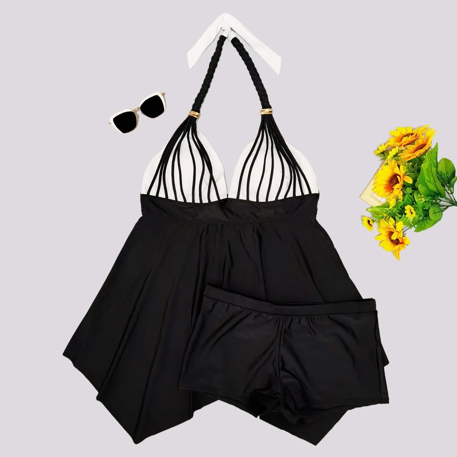 DEKA Plus Size Swimwear Women Print Tankini Large Swimsuits High Waist Female Two Pieces Bathing Suit Skirt Beachwear