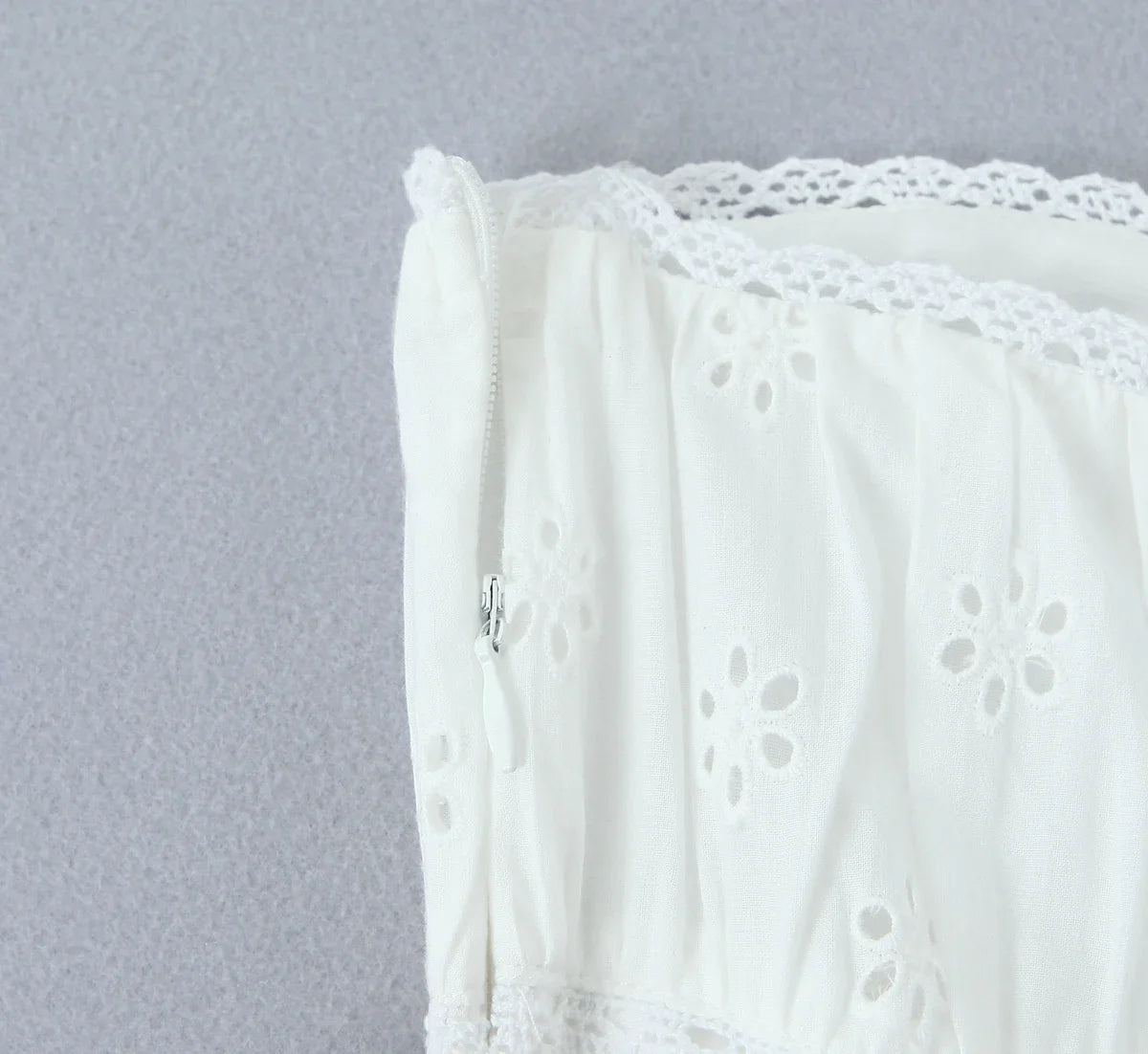Foridol White Cotton Summer Women's Dress 2025 Off Shoulder Strapless Mini Beach Dress Casual Flower Embroidery Drawstring Dress