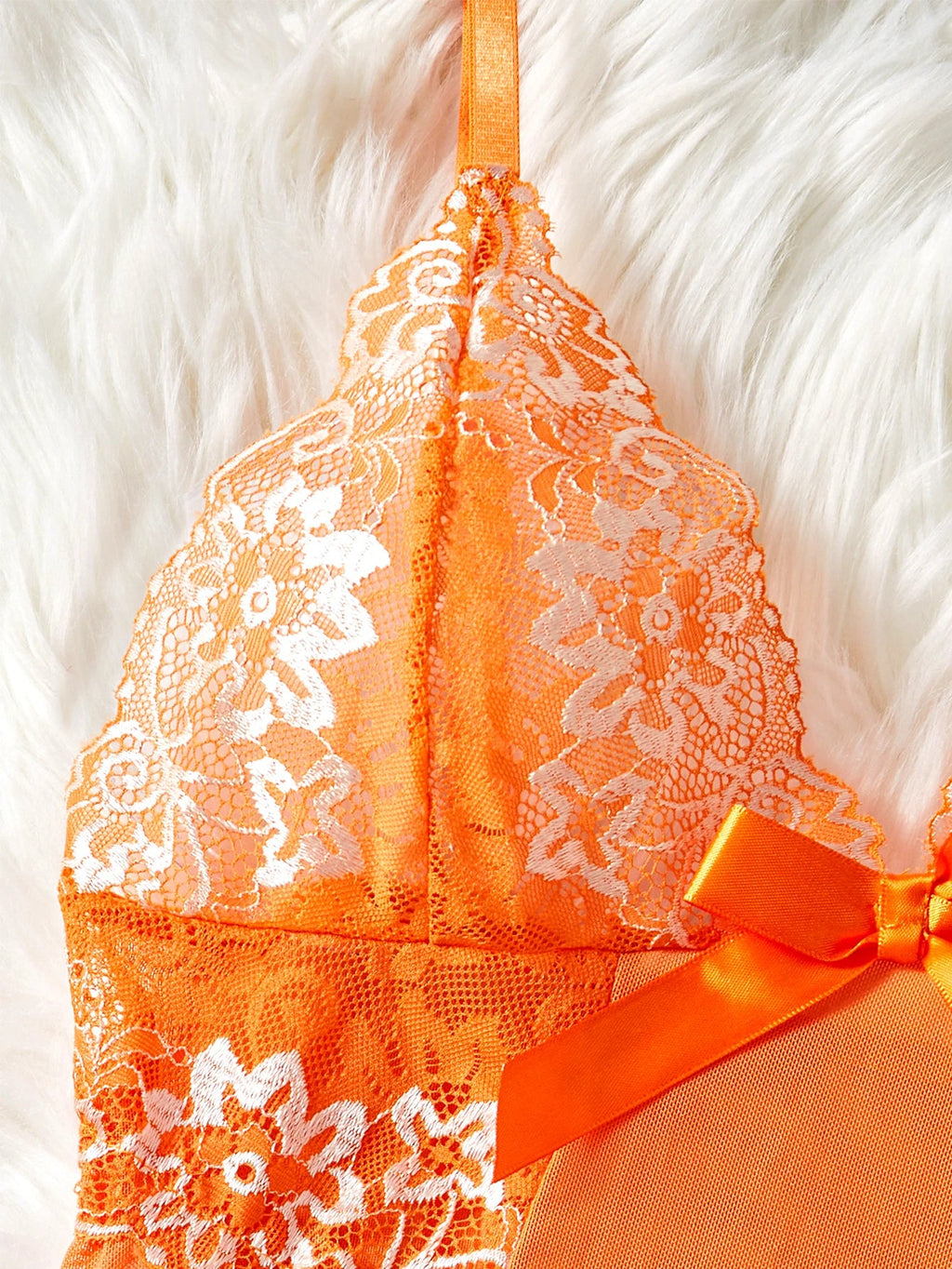 Summer Orange Hot Lace Mesh Contrasting Sexy Babydoll Dress Slim Fit Erotic Lingerie With Thongs Sex Night Costumes