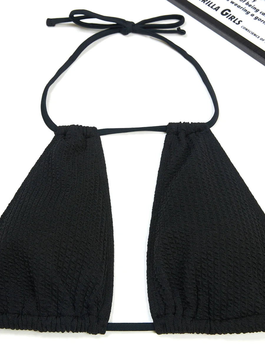 2026 Halter String Bikini Solid Hollow Swimwear Female Sexy Swimsuit Women Bathers Bathing Swimming Swim Suit Beachwear