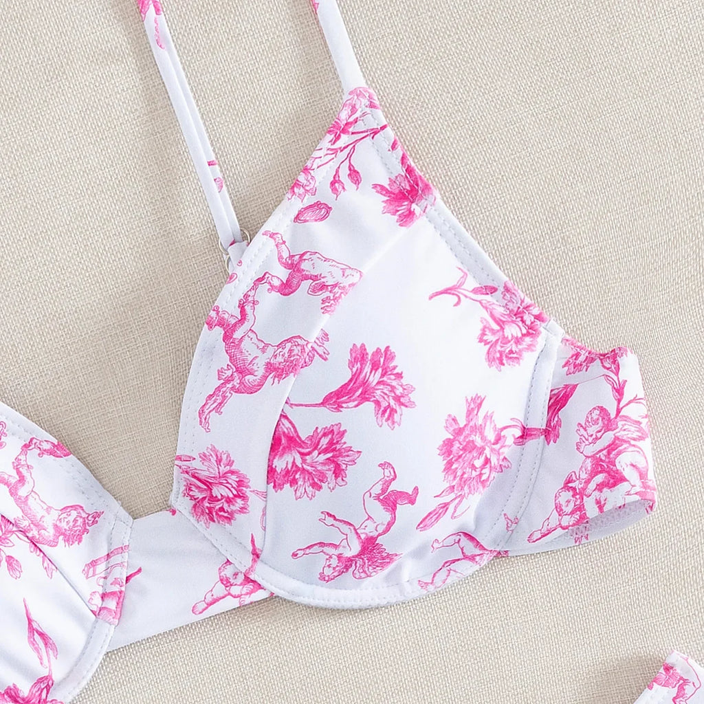 sexy print push up bikinis sets two pieces underwire swimsuit bikini swimsuit Swimwear Biquini conjunto de bikini tankini