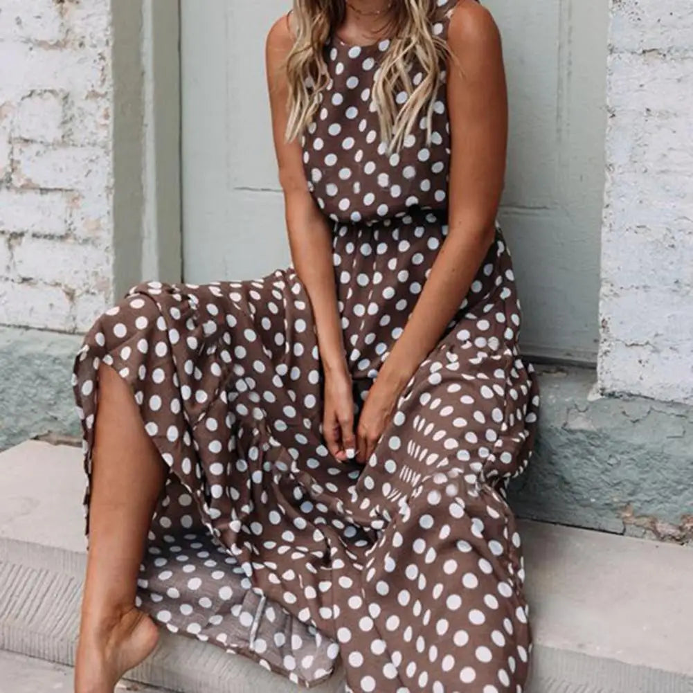 Women Dress Pullover Baggy Dot Print Vest Dress Long Dress for Women Clothing 2024 Summer Dresses Streetwear