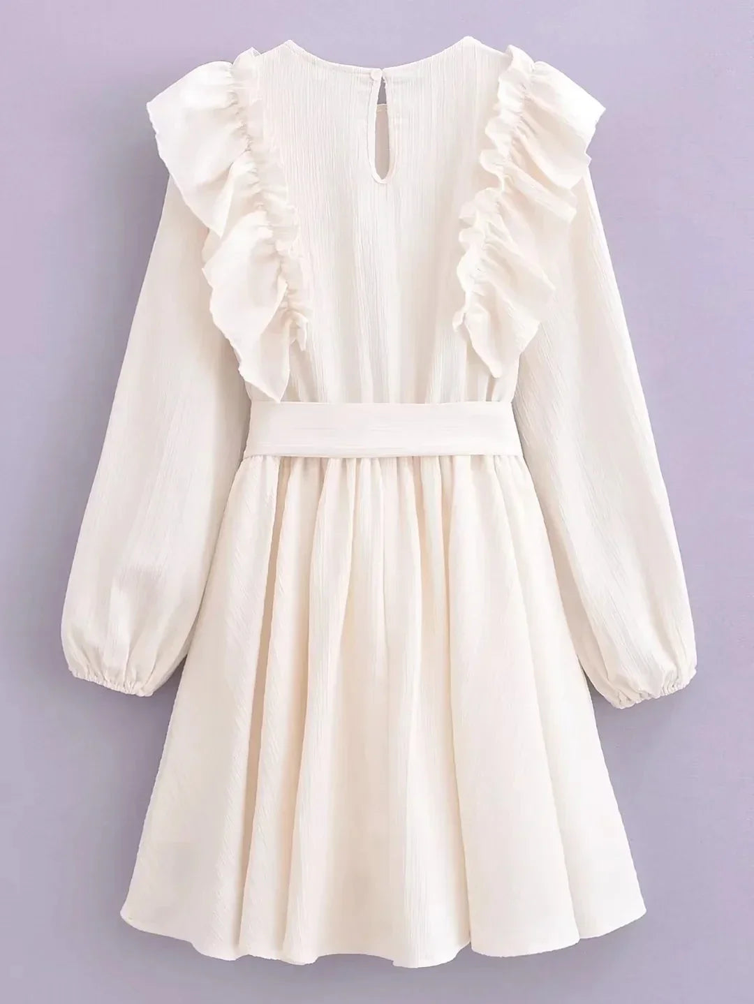 Foridol Ruffles Tierred Beige Lantern Sleeve Women's Dress Spring Summer O Neck Casual Short Vestidos A-line Beach Dress 2025