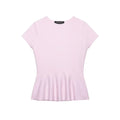 Women's Fashion Skirt Knit Top Women Pink Solid Color V Neck Short Sleeve Knit Top Hem Slim Fit Casual Elegant For Summer HFZN