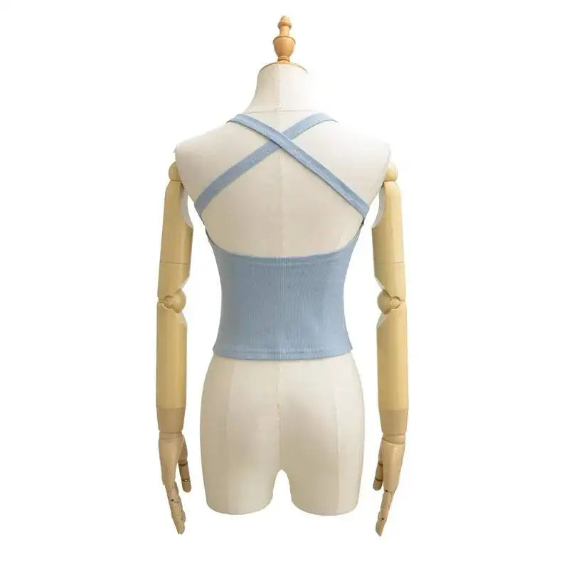 Solid Color Sexy Back-Cross-Strap Tank Top For Women New Summer Slim-Fit Short Outerwear Base Top Pure Desire Casual Style 56ZA