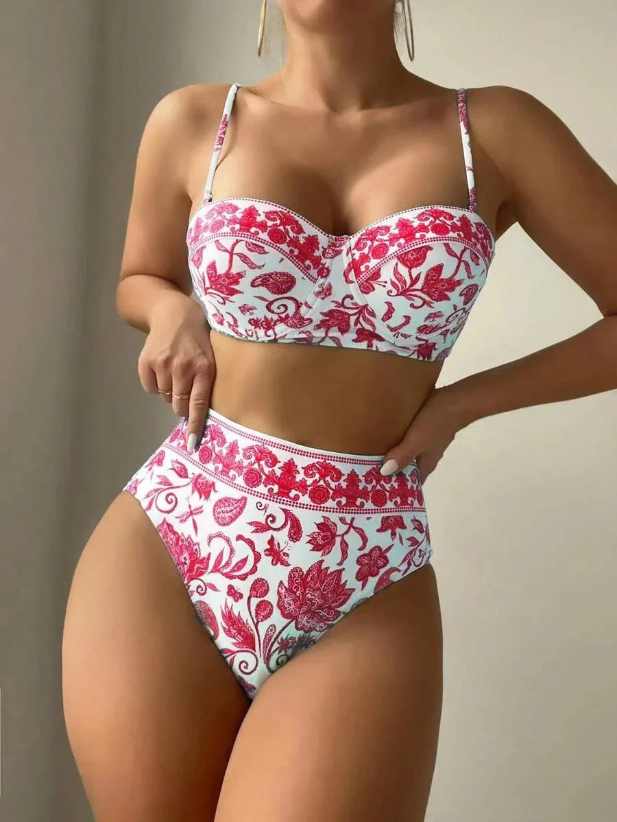 2026 High Waist Bikinis Women Print Push Up Swimsuit Floral Swimwear Female Bathers Bathing Swimming Suit Summer Beachwear