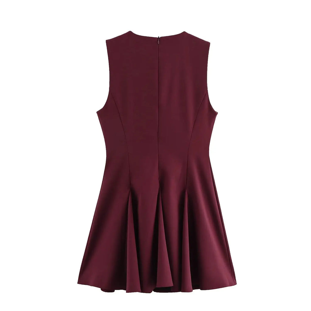 Foridol Bowknot Pleated Short Dress for Women O Neck Sleeveless Tank Mini Party Dresses Summer Spring 2025 New in Casual Vestido