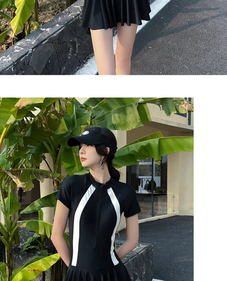 One Piece Swimsuit Skirt Style Plus Size Slimming and Belly Covering Style Hot Spring Bikini Swimsuit for Women