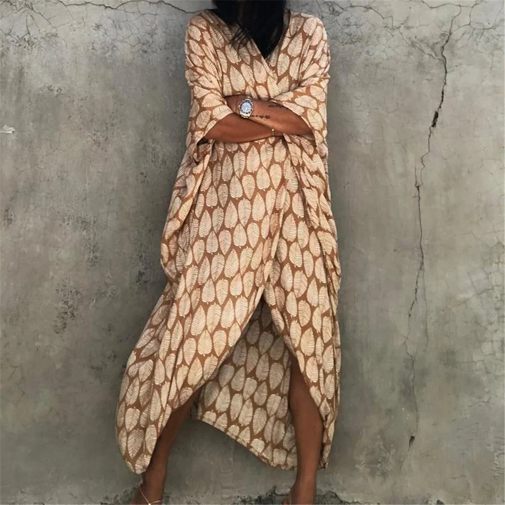 7 Colors Leaves Printed With Belt Half Sleeve Tunic Beach Cover Up Cover-ups Beach Dress Beach Wear Beachwear Female Women V4511