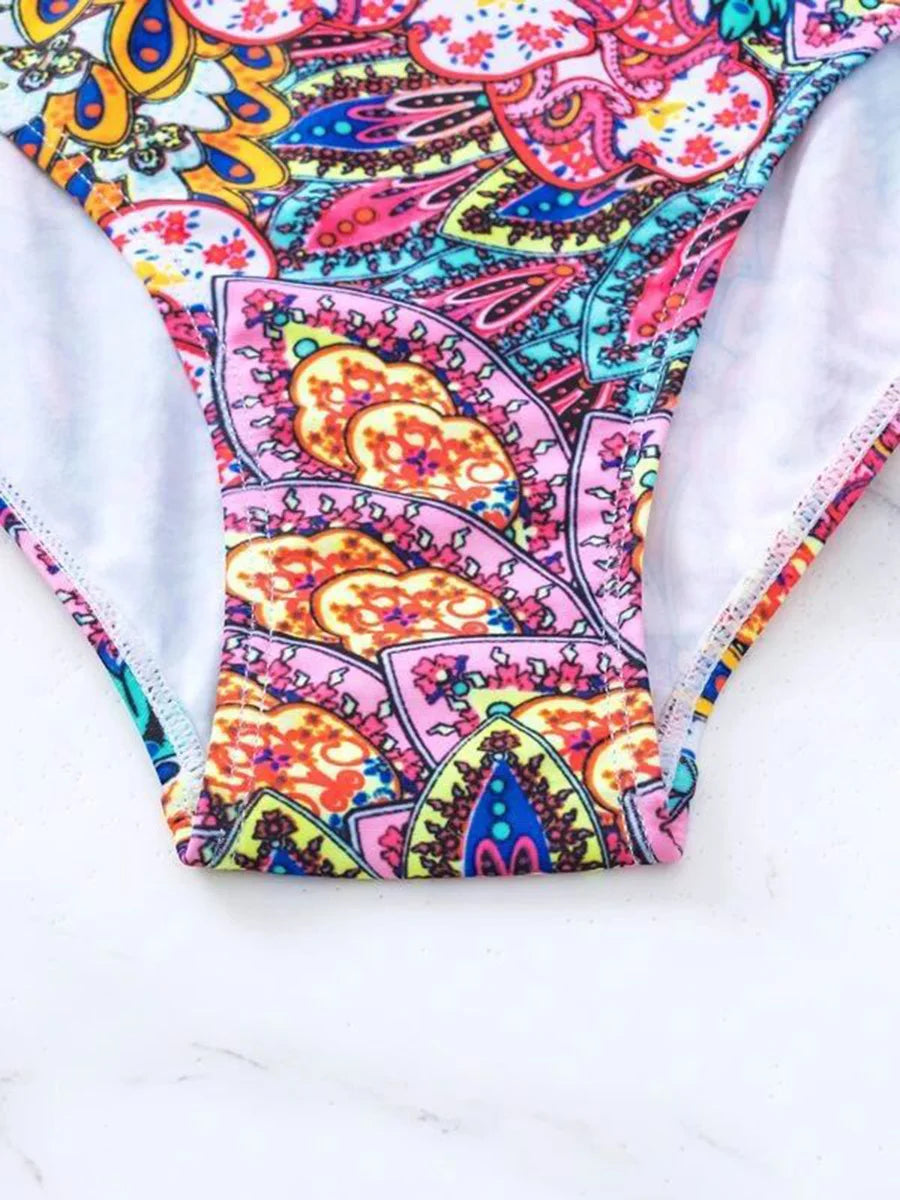 S- XL Printed Underwired Bra Cup Bikini Female Swimsuit Women Swimwear Two-pieces Bikini Set Push Up Bather Bathing Suit Swim