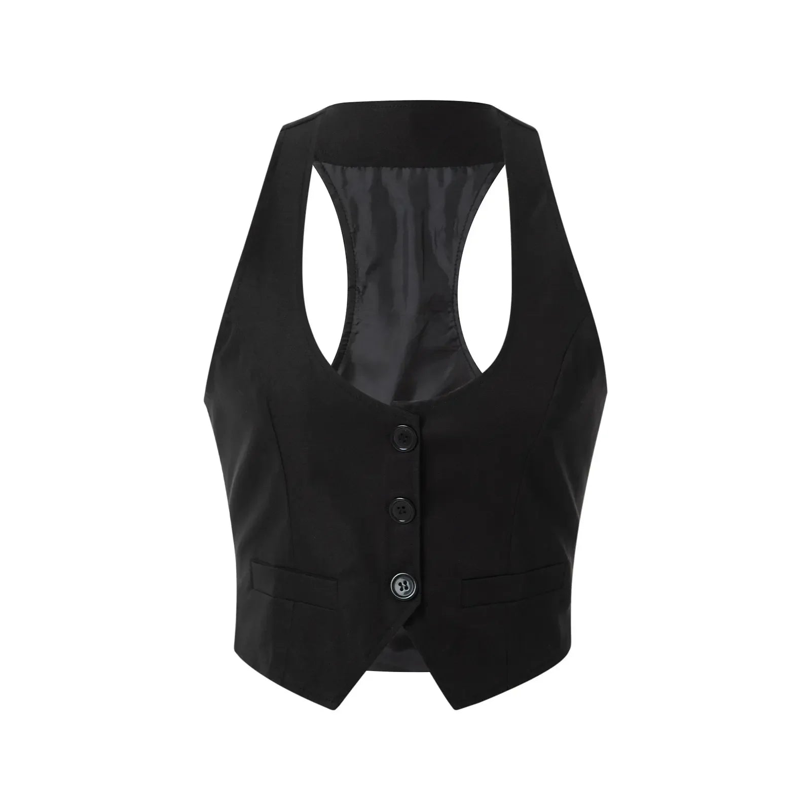 Women Waistcoat  Vintage Sleeveless V Neck Button Down Vest Blazer Fashion Top