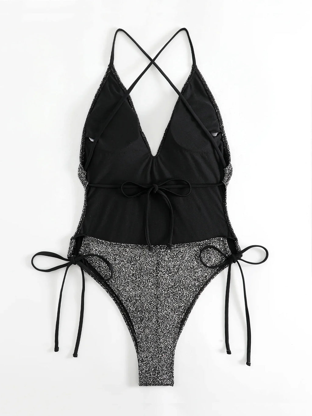 DEKA Sequins One Piece Swimwear Shiny Deep V Swimsuit Female Monokini Sexy Women's Push Up Glitter Swimsuit