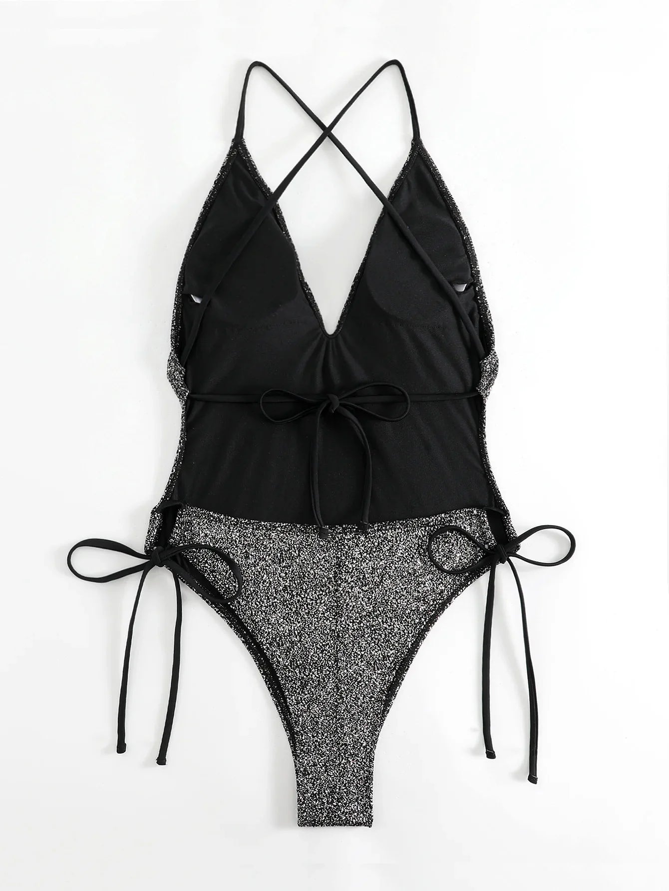 DEKA Sequins One Piece Swimwear Shiny Deep V Swimsuit Female Monokini Sexy Women's Push Up Glitter Swimsuit