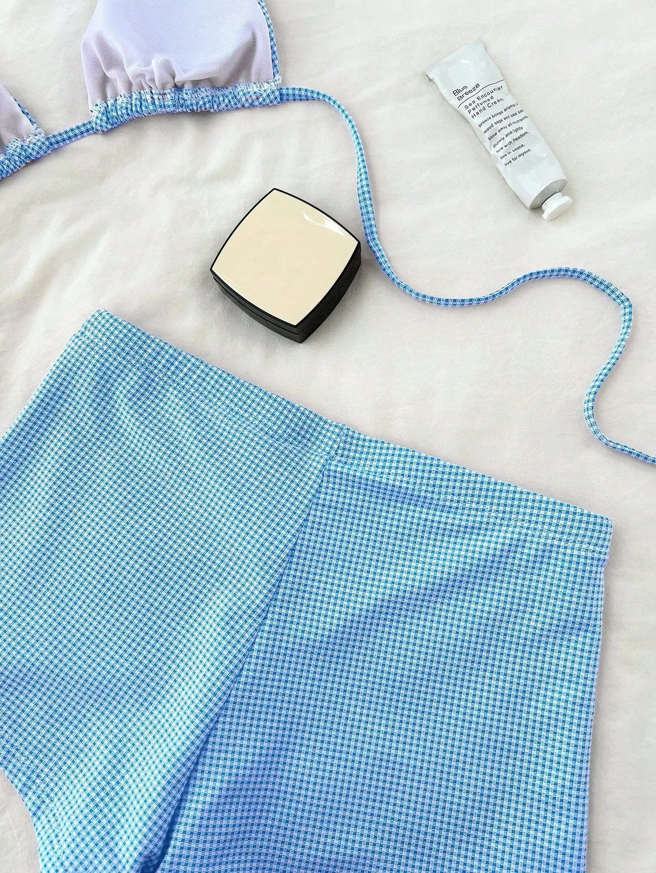 Sexy Blue Plaid Bikini Set 2026 Women Bow Strap Bandage Push Up High Waist Panties Swimsuit Beach Bathing Suit 2 Piece Swimwear