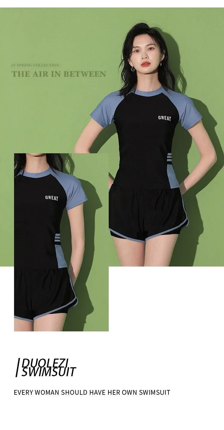Swimsuit Women's Summer Split Casual Sports Plus Size Swimsuit Conservative Slimming Swimming Pool Swimming Equipment