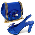 Doershow new come Matching Women Shoe and Bag Set Decorated black Nigerian Shoes and Bag Set Italy Shoes and Bag set HDF1-17