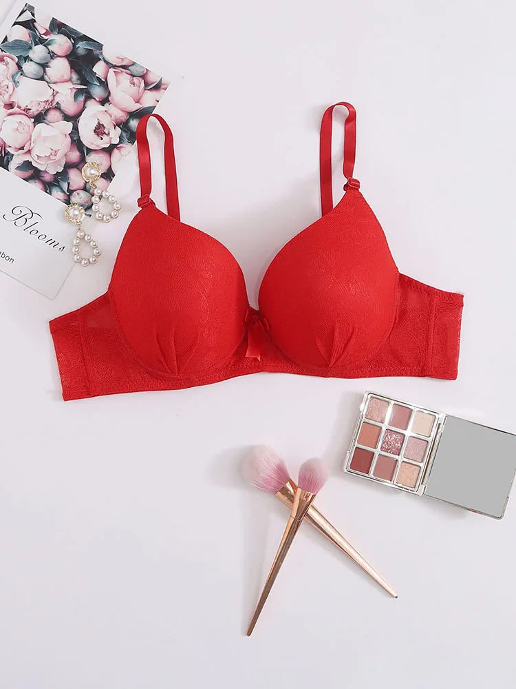 Beautiful Design Sexy Red Underwear Lace Underwire Back Buckle Bras Crop Top Shapewear Plus Size Women's Clothing A5100