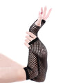 Blue Neon Fishnet Fingerless Long Gloves Arm Cuff Party Wear Fancy Dress For Women Sexy Girls Punk Gothic Dance Party Mesh Glove