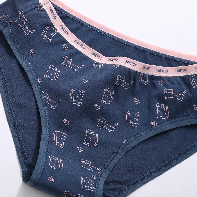 Women Printing Floral Panties 3Pcs/set Low-Rise Cotton Briefs Female Comfortable Underwear Female Soft Panties Lingerie M-2XL