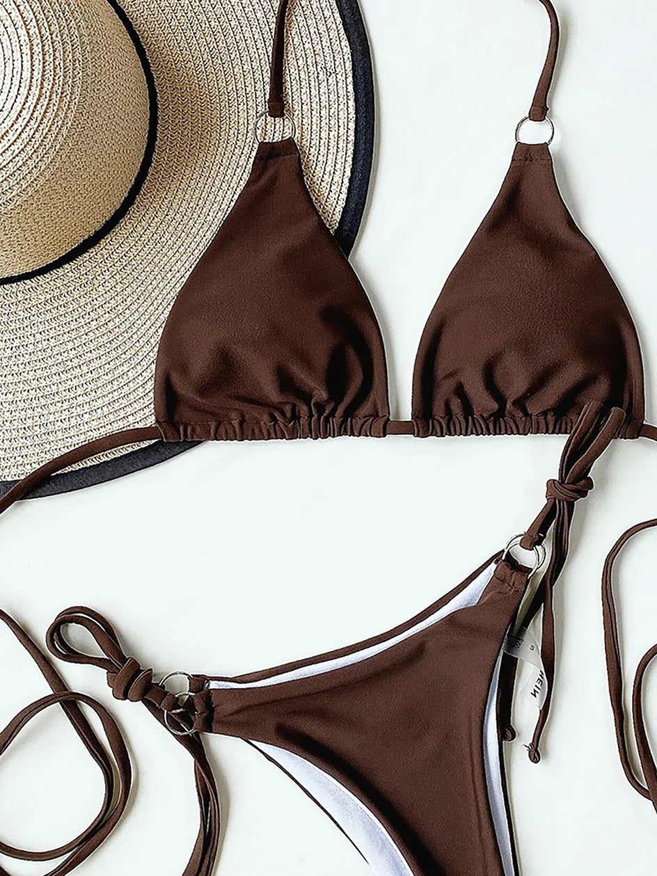 Sexy Micro Bikini 2025 Criss Cross Swimwear Bandage Woman Swimsuit Female Thong Bikinis Set 2 Piece Women Bathing Suit Beachwear