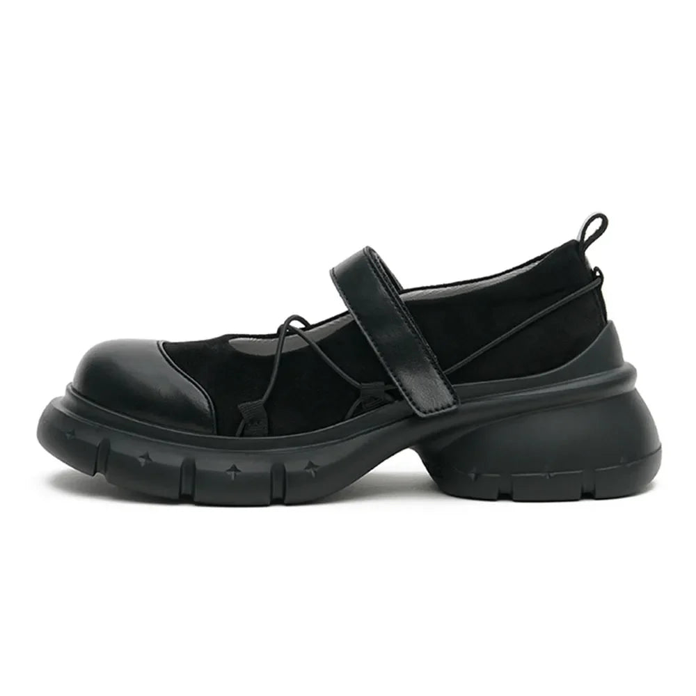 2025 Chic Black Sneaker Mary Janes Shoes Women Cute Chunky Heels With Platform Comfy Walking Daily Wear Shoes