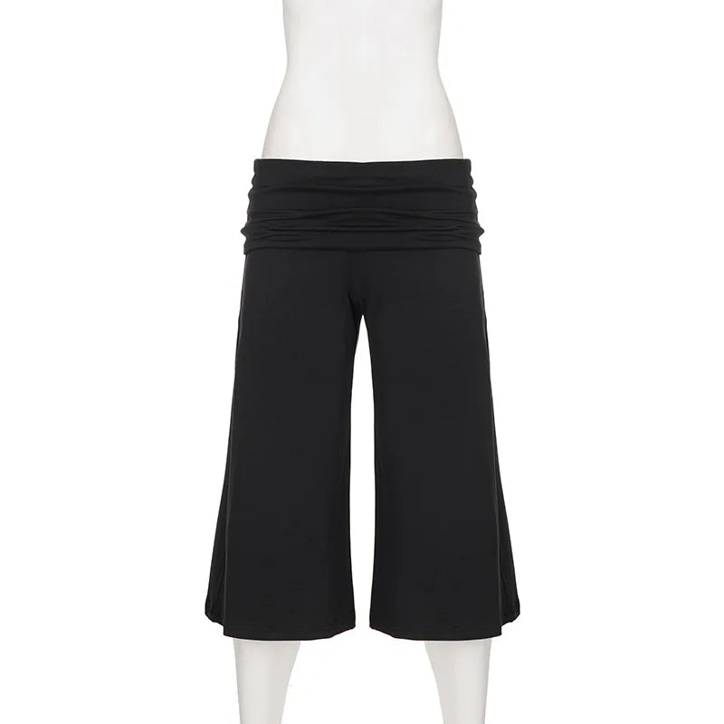 American knitted mid-waisted trousers, simple low-waisted straight loose casual trousers