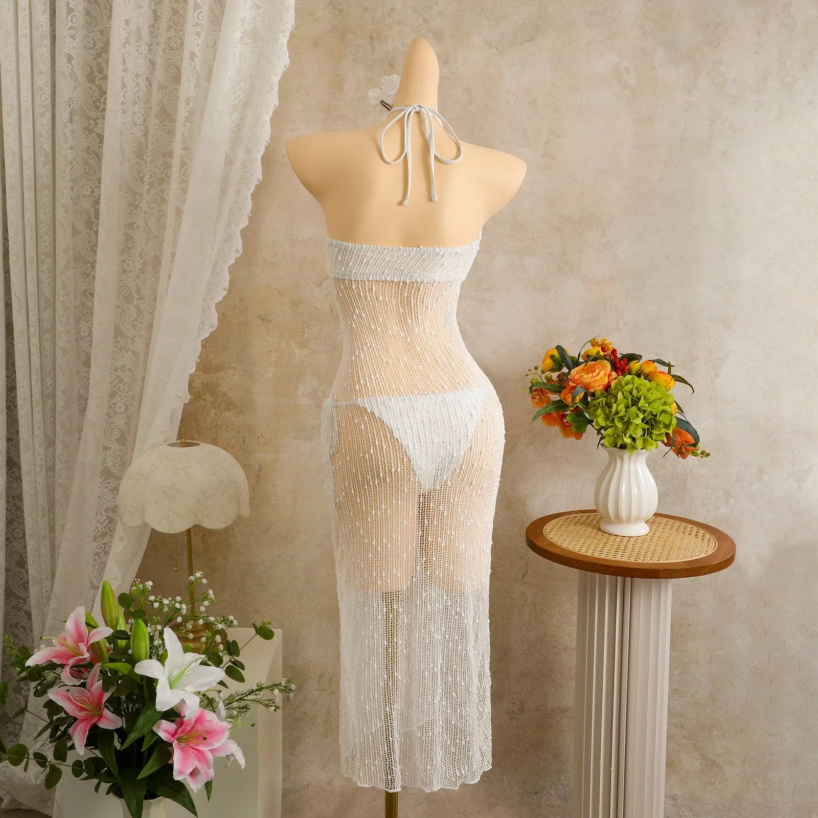 Sexy Holiday Two Piece Bikinis Sets Swimwear Women White Black Metal Buckle Push Up Mesh Top Bathing Suit Thong Bikini Set 2026