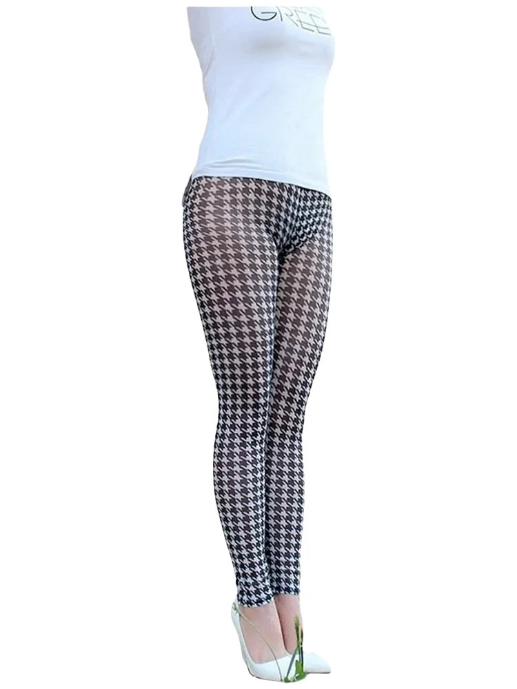 Sweet Sexy Bird Lattice Tight Pencil Leggings Thin Gauze High Waist Mesh Booty Lifting Mesh Lace Transparent Korean Casual PR8C