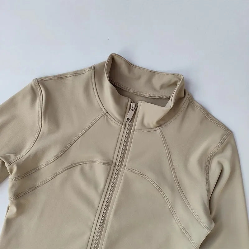Women's High-End Yoga Fitness Suit Standing Collar Long-Sleeved Sports Jacket for Active Wear And Exercise