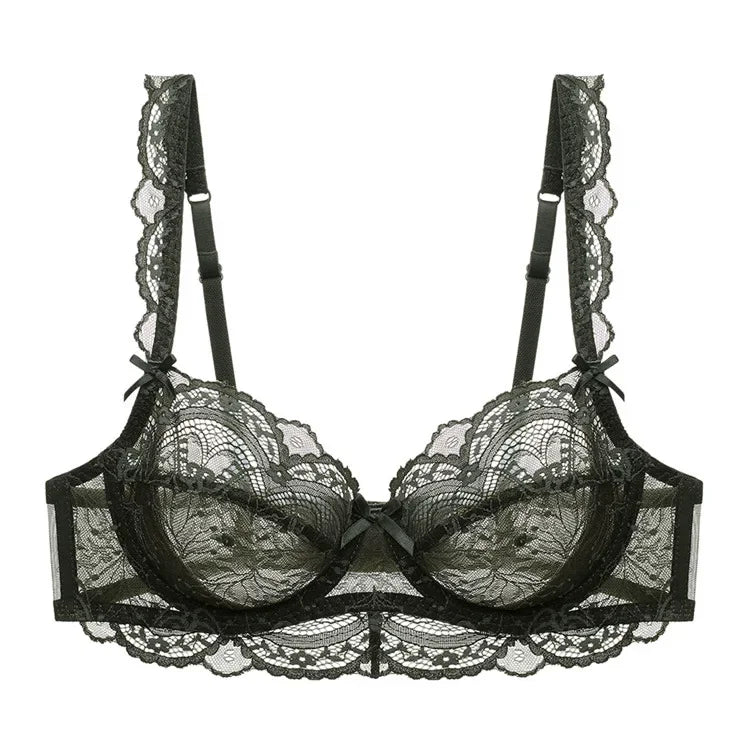 Logirlve Ultrathin Bra Transparent Brassiere Sexy Underwear Plus Size Cup Embroidery Women Lingerie Lace Bras Hollow out