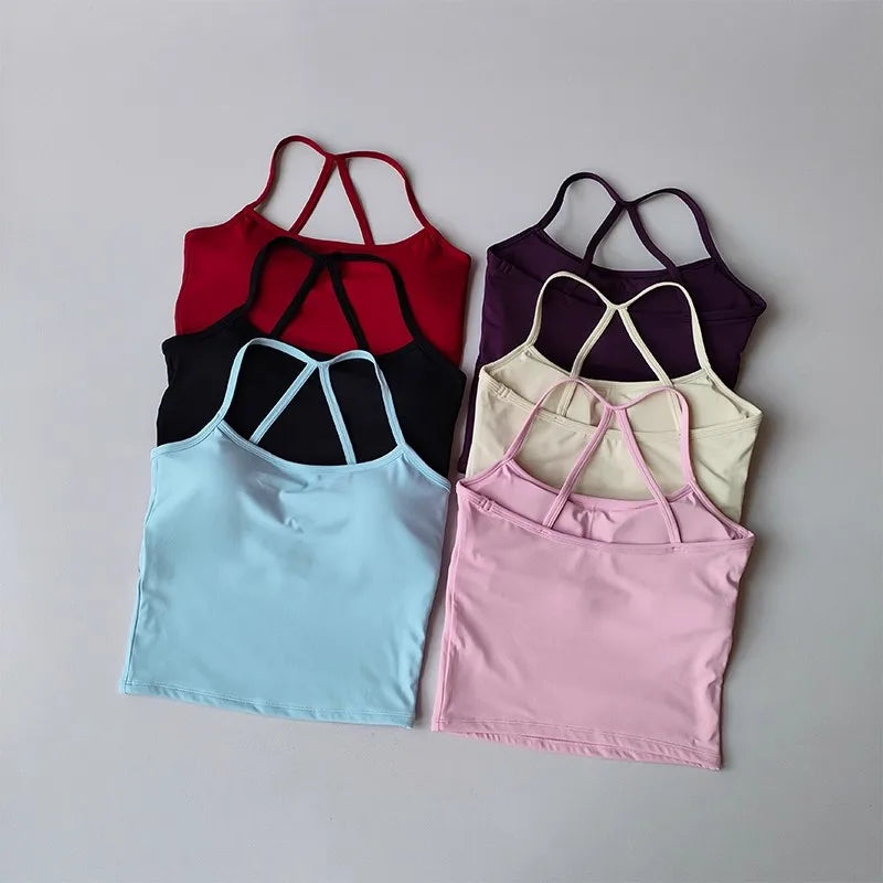 Women's Slim Fit Yoga Fitness Vest Skin Friendly Nude Sports Bra Pilates Top Beautiful Back Design Suspension Yoga Sports Bra