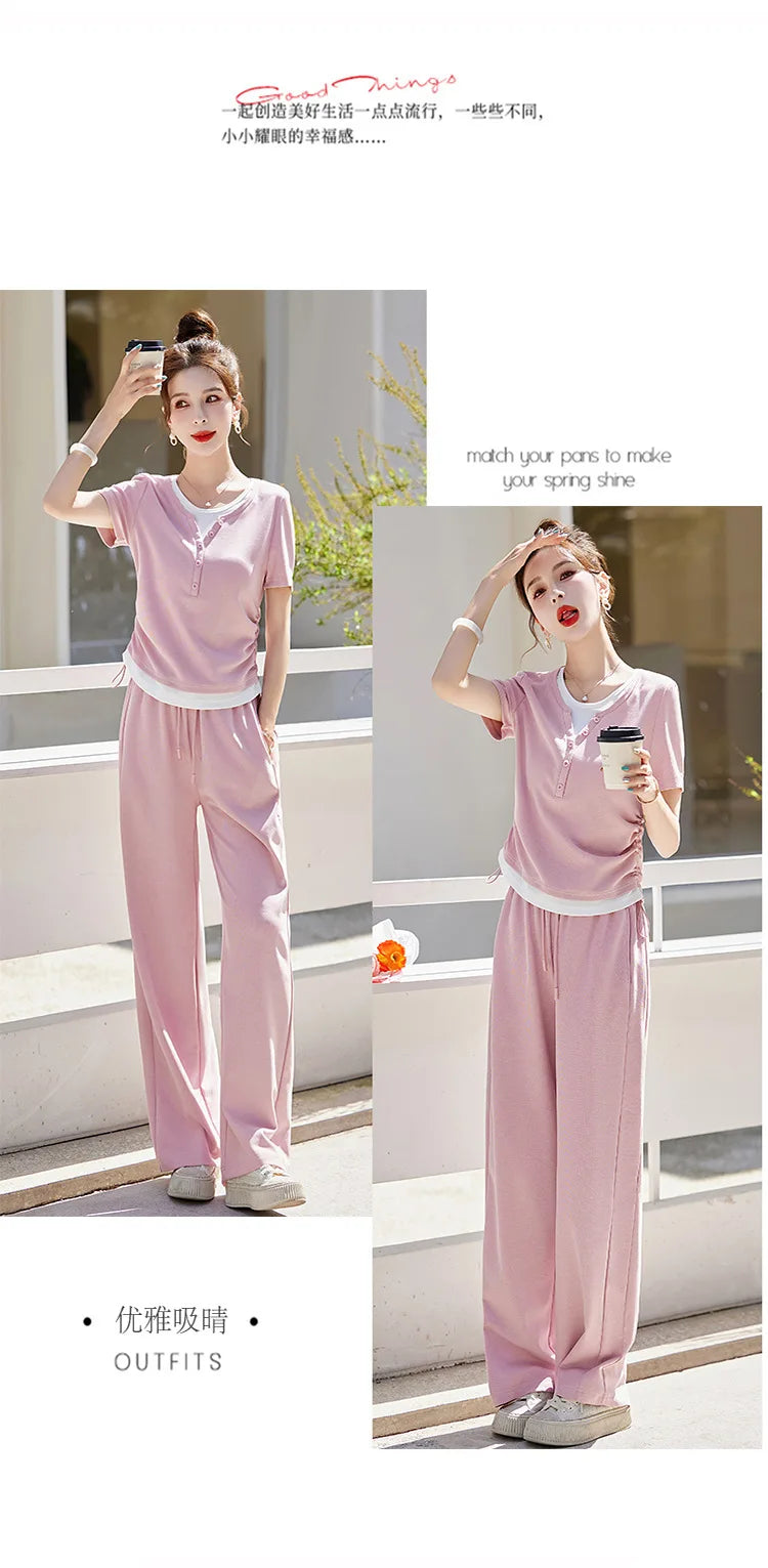 Knitted two-piece casual suit is loose and comfortable