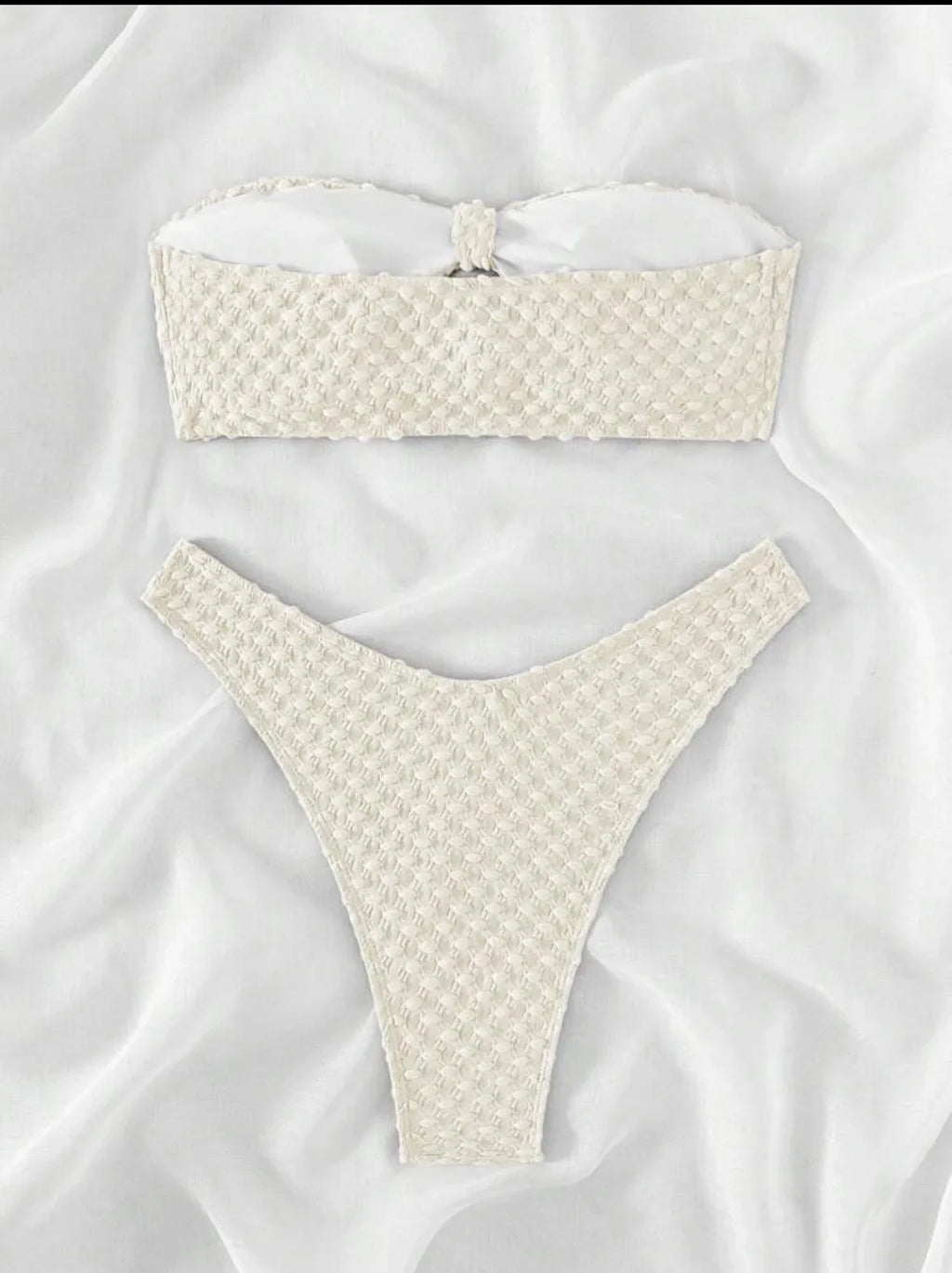 sexy wrinkled bandeau bikinis sets two pieces high waist padded bathing suit beach wear women thong bikini swimsuits