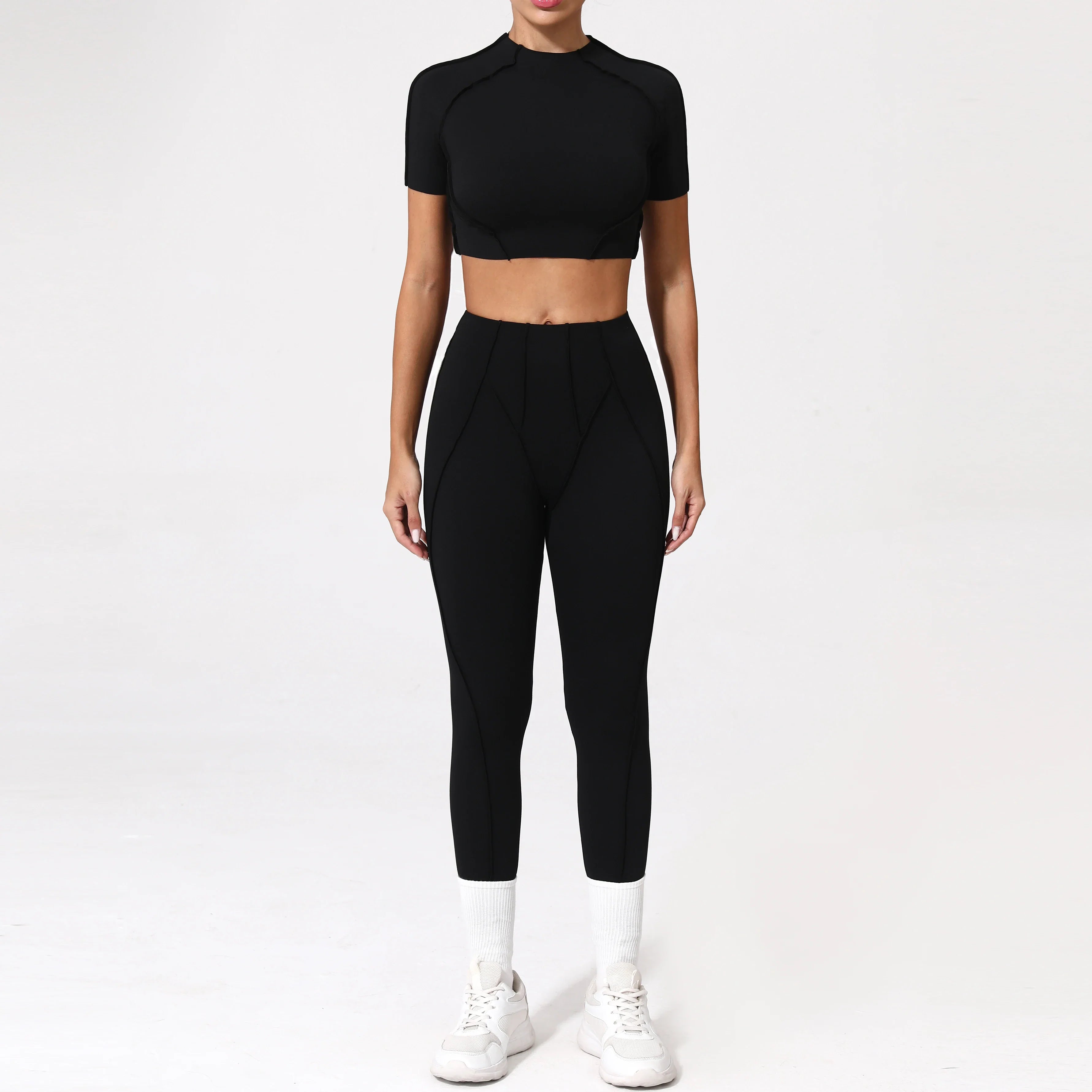 2PCS Yoga Suit Sports Set Women Quick-Drying Gym Set Women Tracksuit Running Workout Long Sleeve Sports Shirt Yoga Clothing