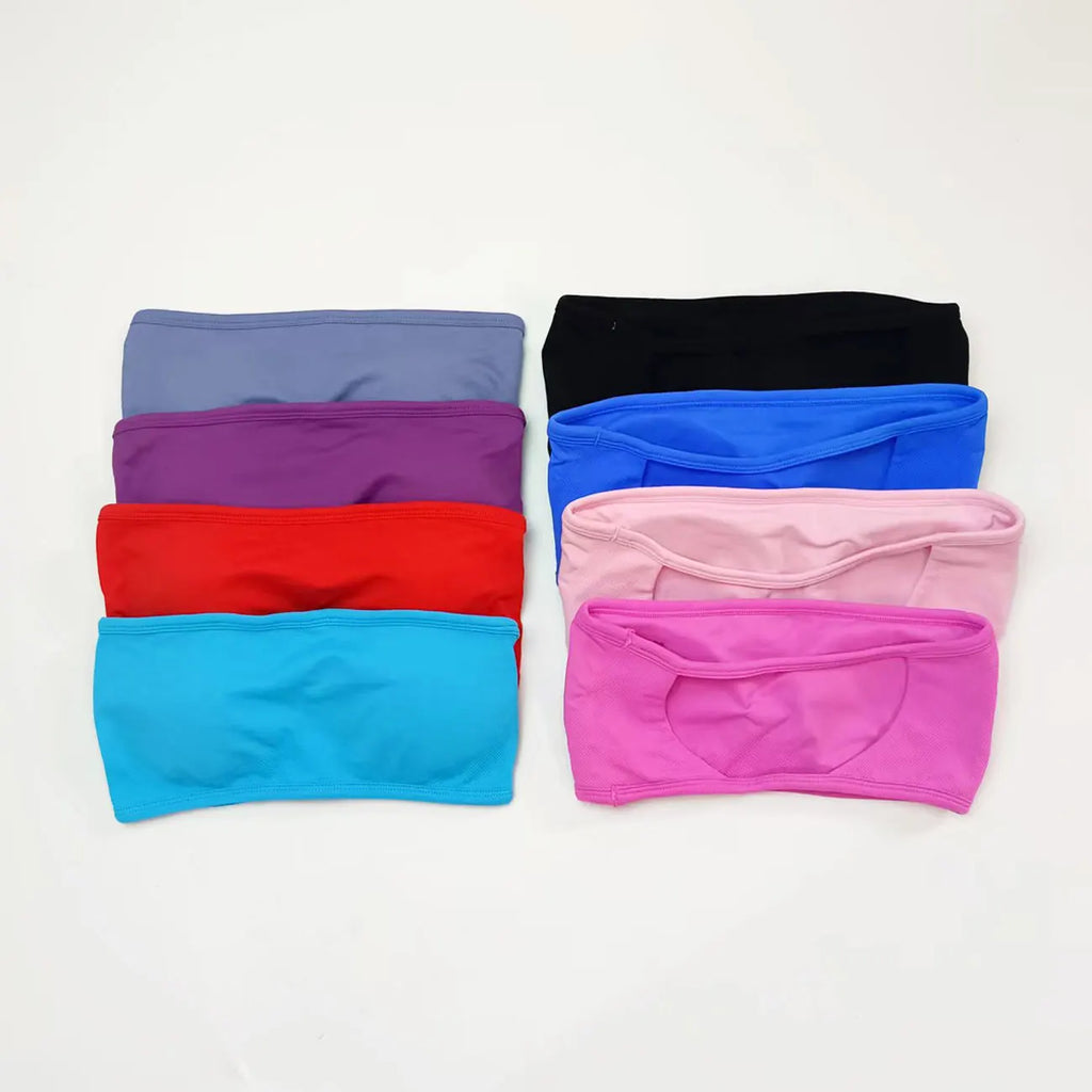 NCLAGEN Backless Bandeau Sports Bra Gym Women Crop Tube Top Seamless Yoga Top Sexy Workout Sportswear Push-up Fitness Underwear